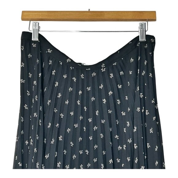 Vince Women’s Tossed Ditsy Floral Pleated Midi Flowy Skirt Black & Cream | Sz 10 - Picture 3 of 11